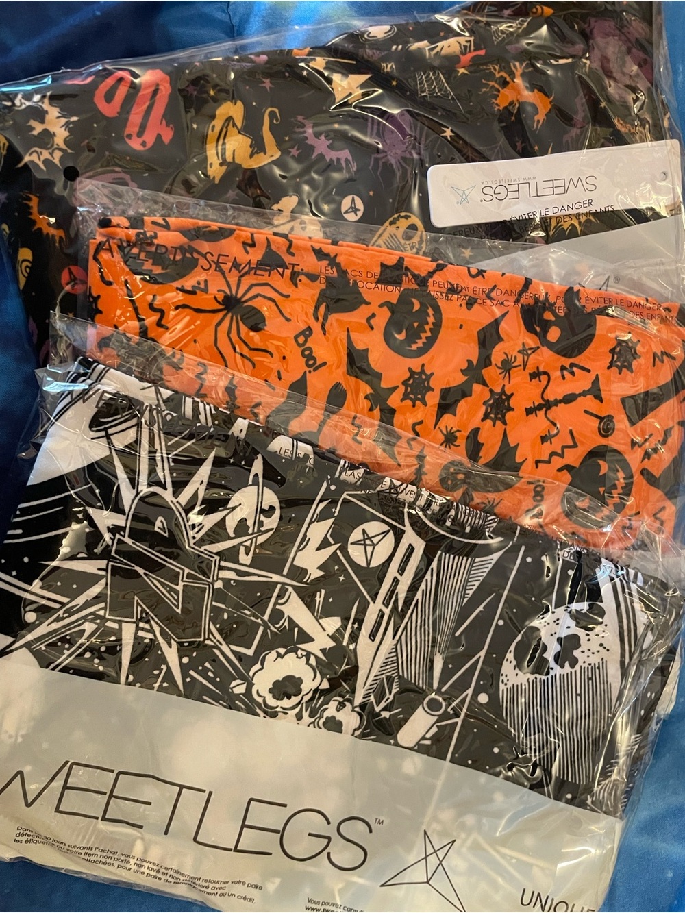 Sweetlegs leggings bundle - 3 pairs - Hallowe’en and Comic prints - OS